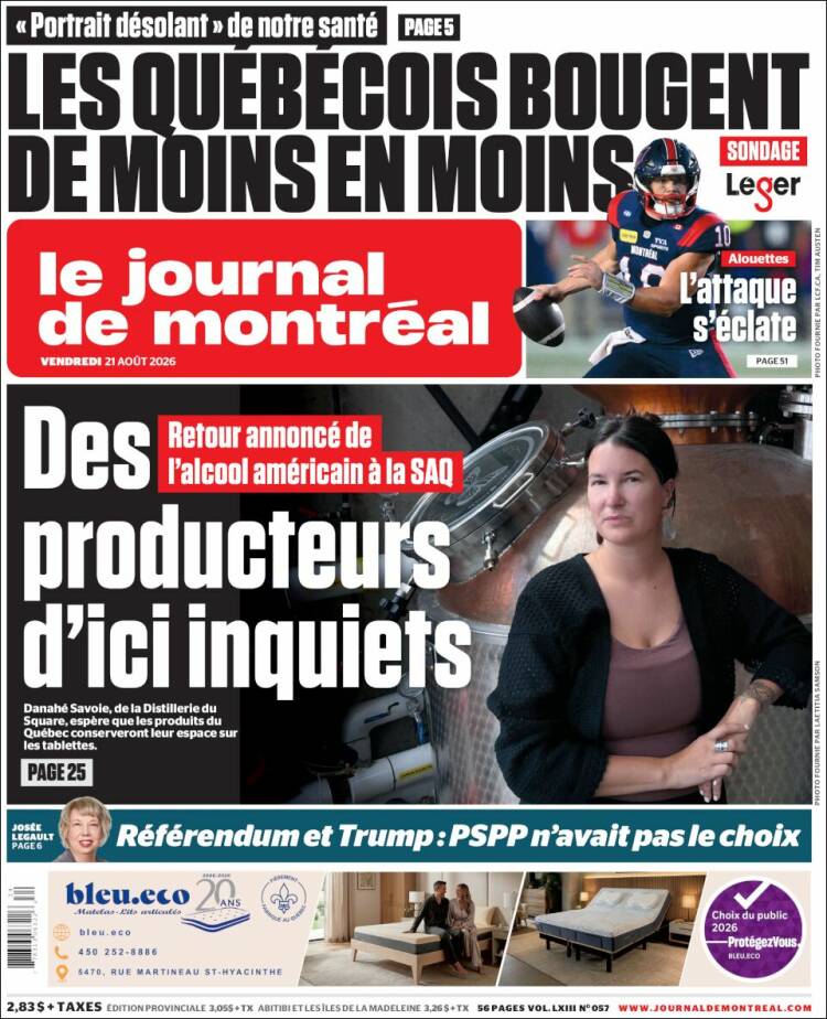 Portada de Le Journal de Montréal (Canad&aacute;)