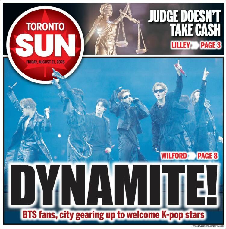 Portada de The Toronto Sun (Canad&aacute;)