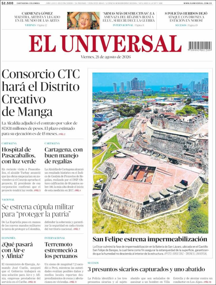 Portada de El Universal (Colombia)