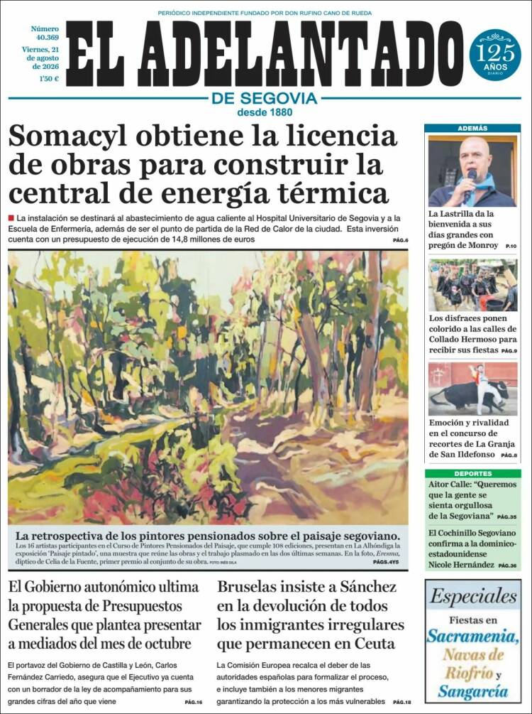 Portada de El Adelantado de Segovia (Espa&ntilde;a)