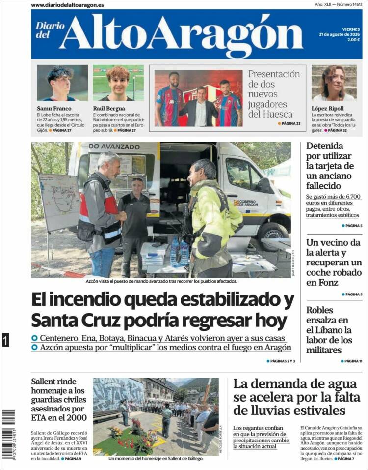 Portada de Diario del AltoAragón (Espa&ntilde;a)