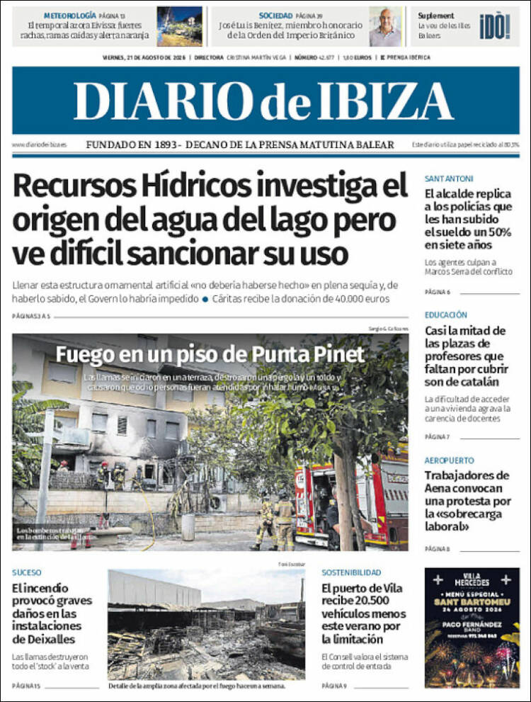 Portada de Diario de Ibiza (Espa&ntilde;a)