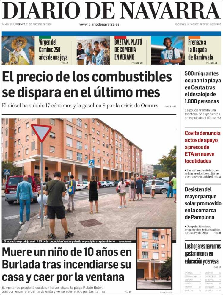 Portada de Diario de Navarra (Espa&ntilde;a)