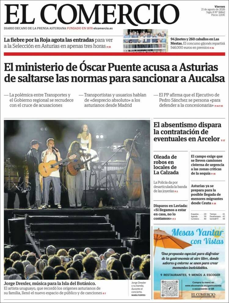 Portada de El Comercio - Gijón (Espa&ntilde;a)