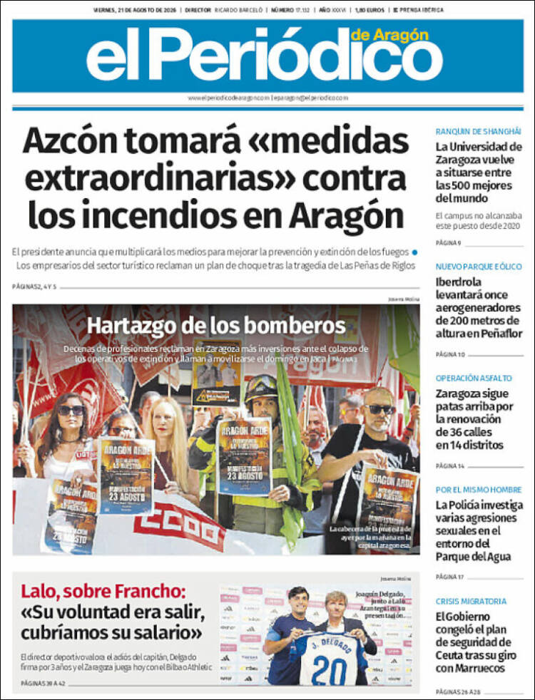 Portada de El Periódico de Aragón (Espa&ntilde;a)