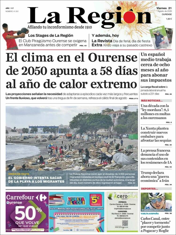 Portada de La Región de Ourense (Espa&ntilde;a)