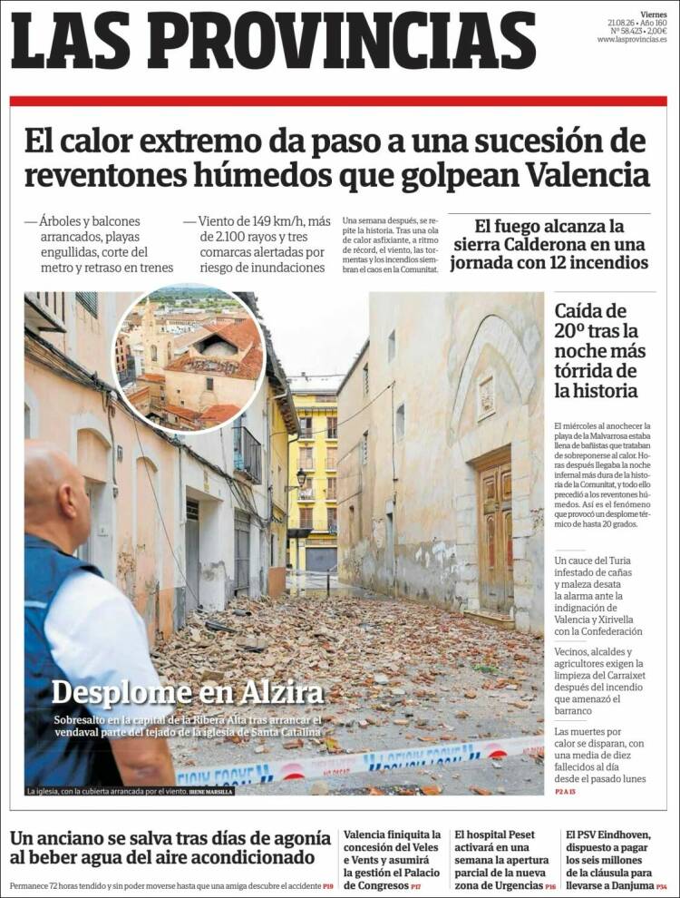 Portada de Las Provincias (Espa&ntilde;a)