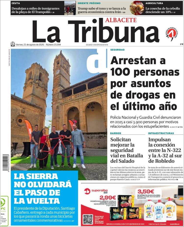 Portada de La Tribuna de Albacete (Espa&ntilde;a)