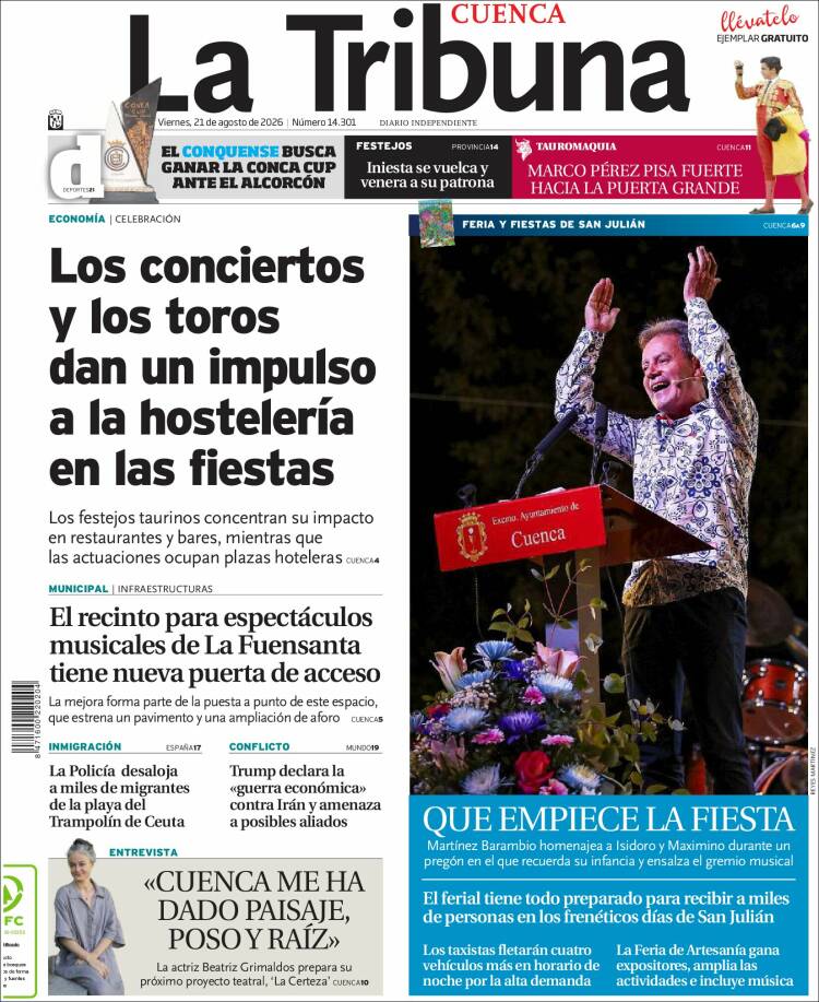 Portada de La Tribuna de Cuenca (Espa&ntilde;a)