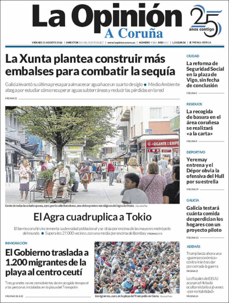 Portada de La Opinión de A Coruña (Espa&ntilde;a)