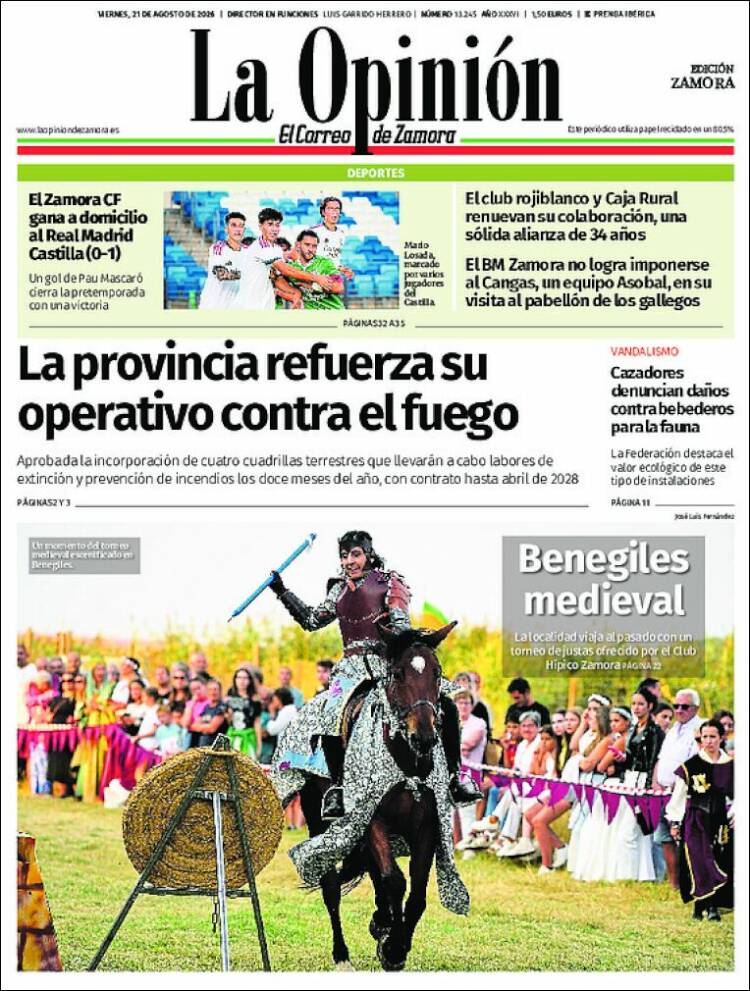 Portada de La Opinión - El Correo de Zamora (Espa&ntilde;a)