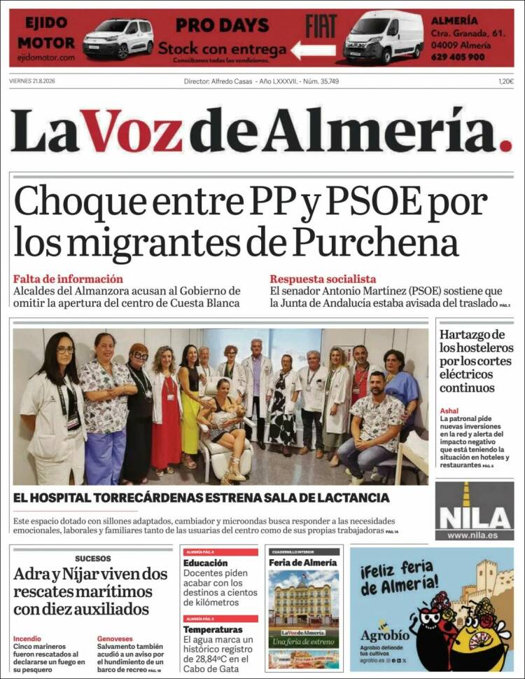 Portada de La Voz de Almería (Espa&ntilde;a)