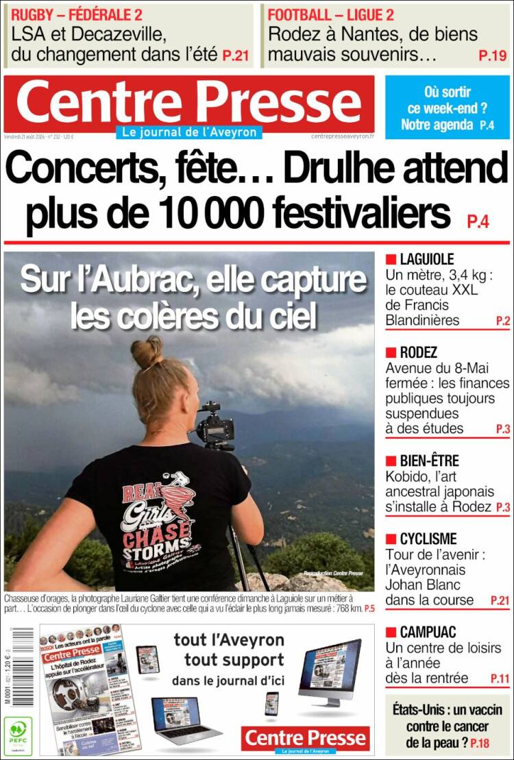Portada de Centre Presse (Francia)
