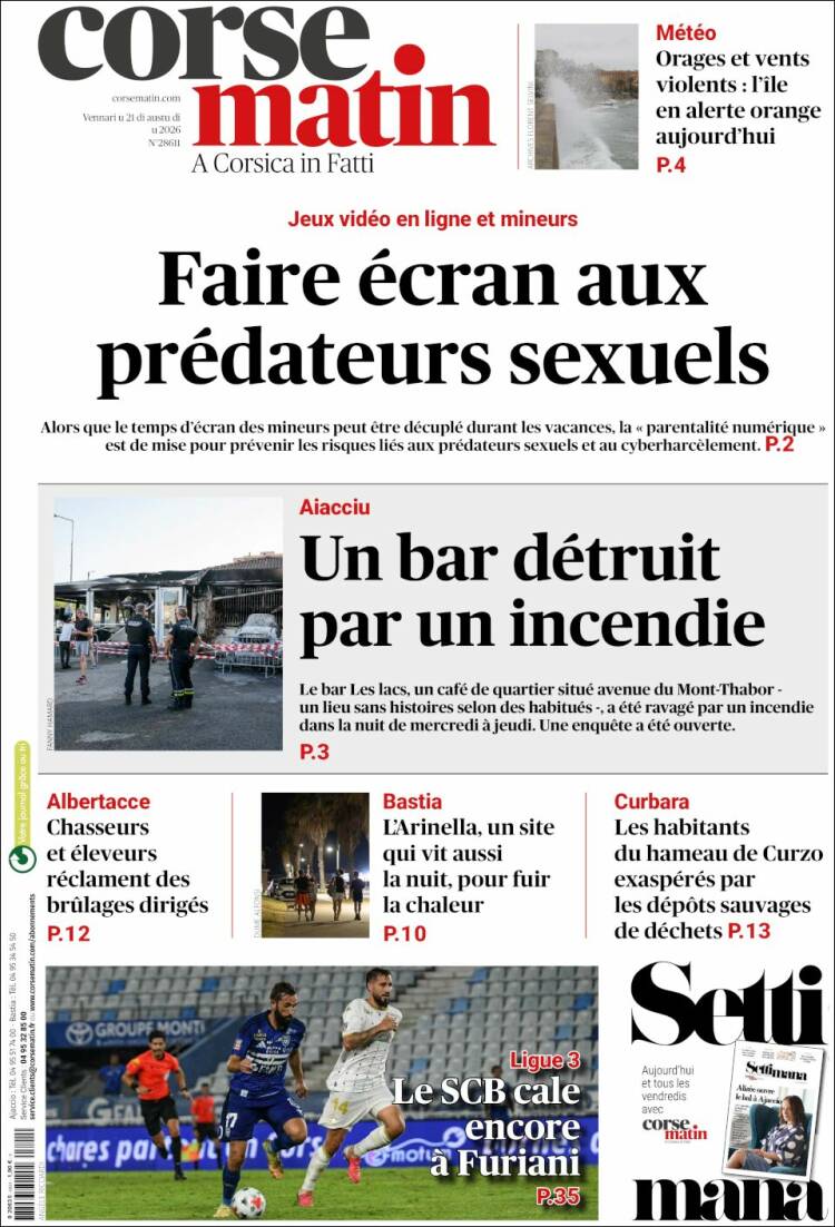 Portada de Corse-Matin (Francia)