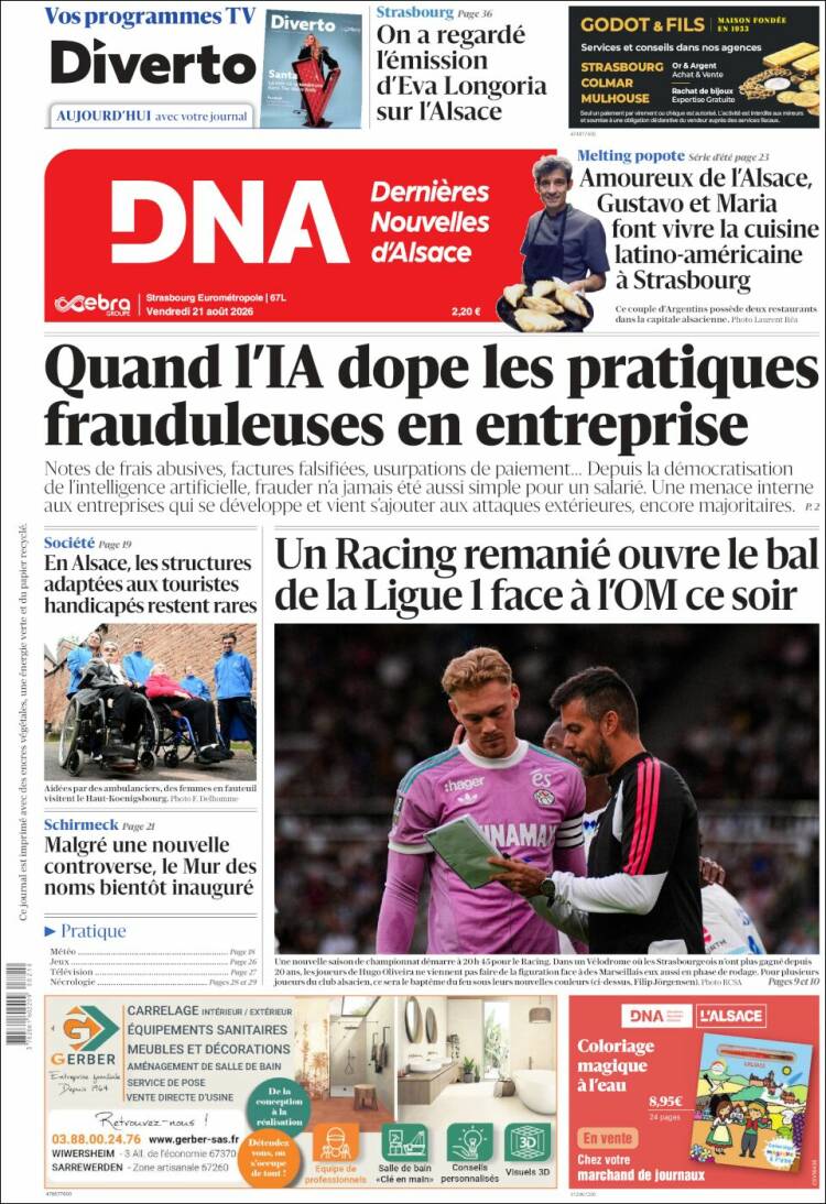 Portada de Les Dernières Nouvelles d'Alsace (Francia)