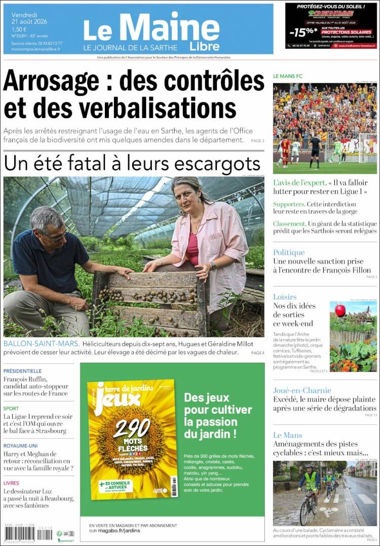 Portada de Le Maine Libre (Francia)