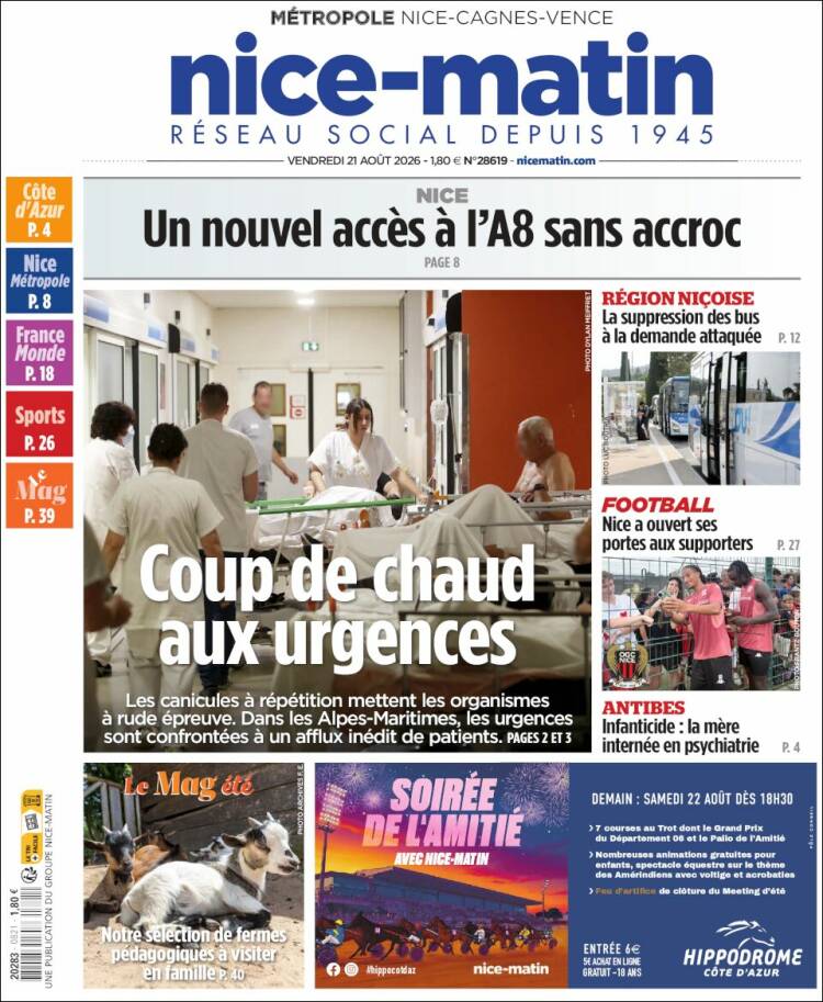 Portada de Nice-Matin (Francia)