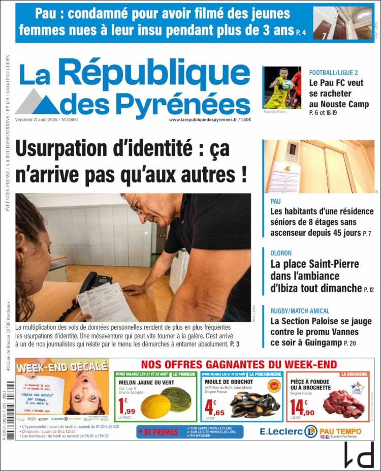 Portada de La République des Pyrénées (Francia)