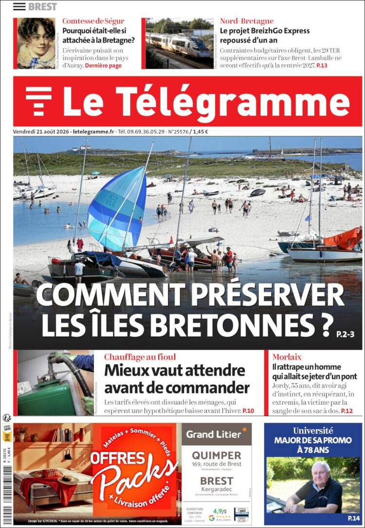 Portada de Télégramme (Francia)