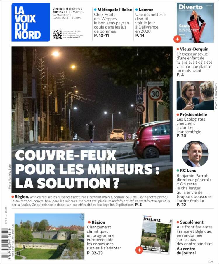 Portada de La Voix du Nord (Francia)