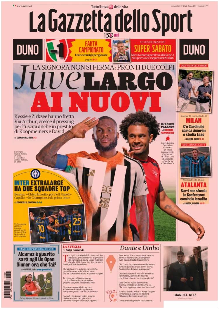 Portada de La Gazzetta dello Sport (Italia)