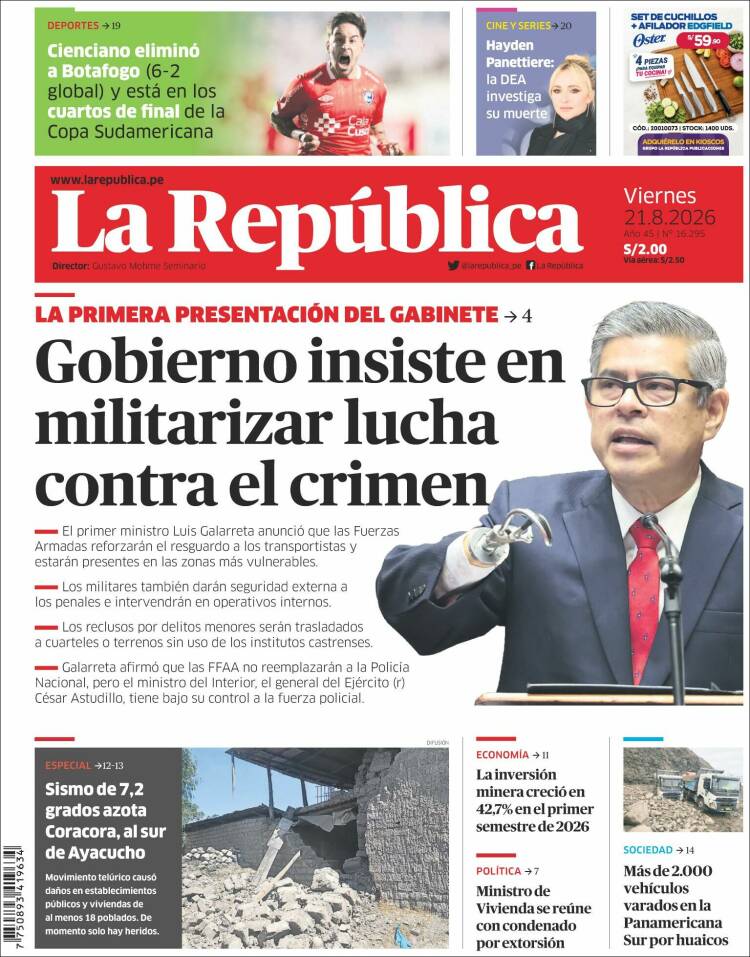 Portada de La Republica (Per&uacute;)