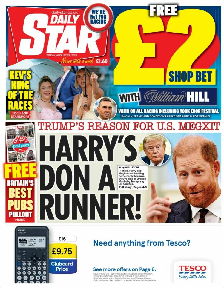 Portada de Daily Star (Reino Unido)