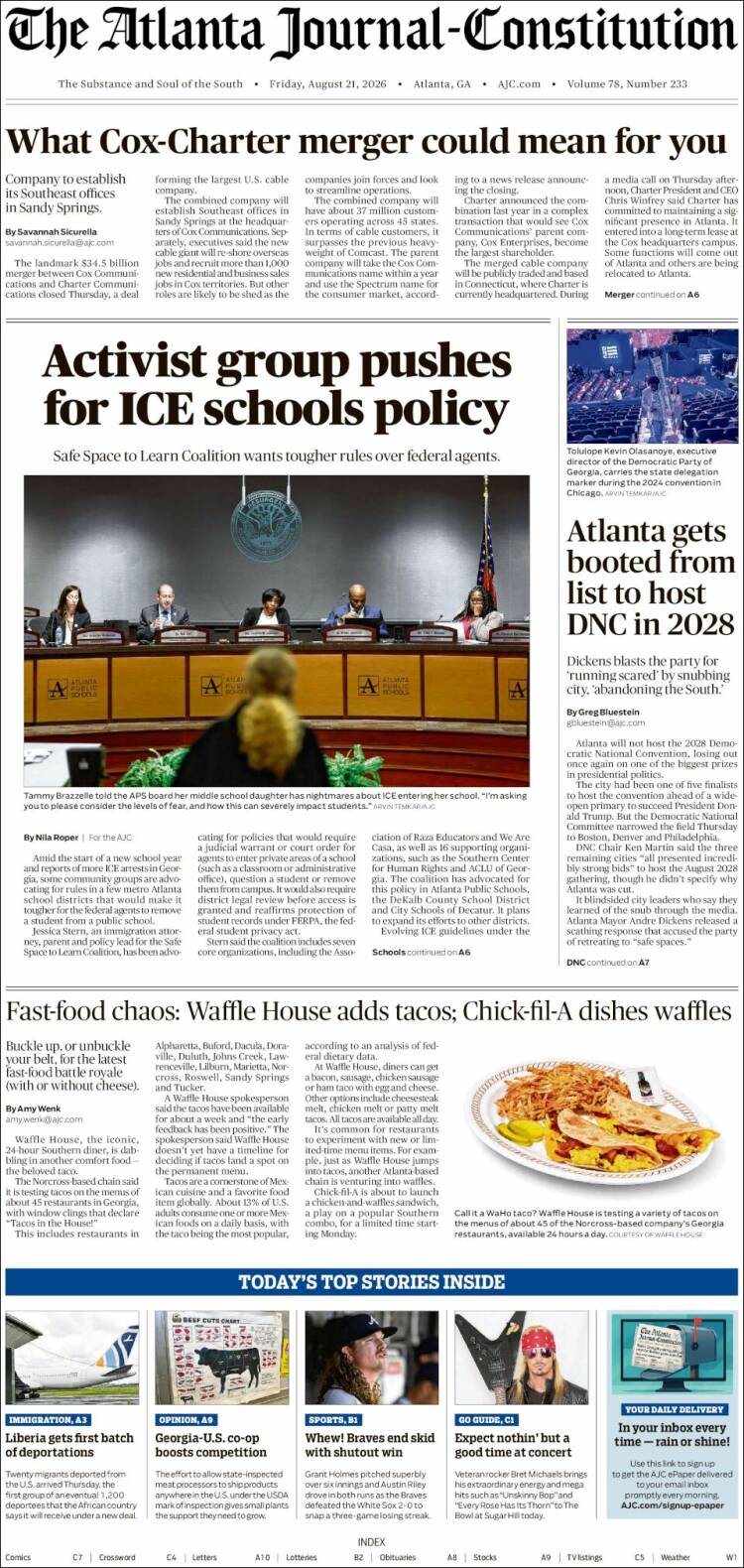 Portada de The Atlanta Journal-Constitution (USA)
