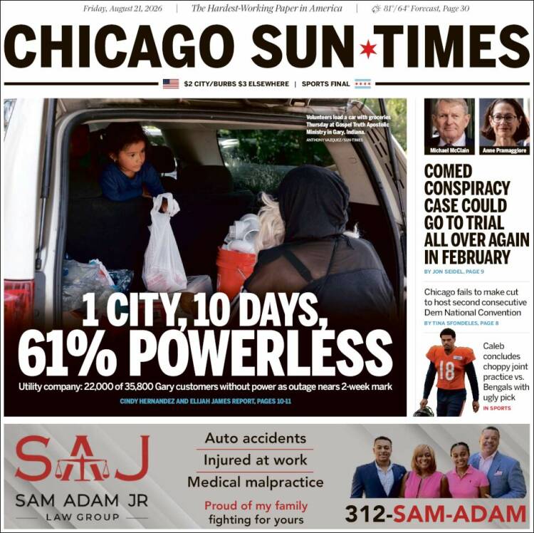Portada de Chicago Sun-Times (USA)