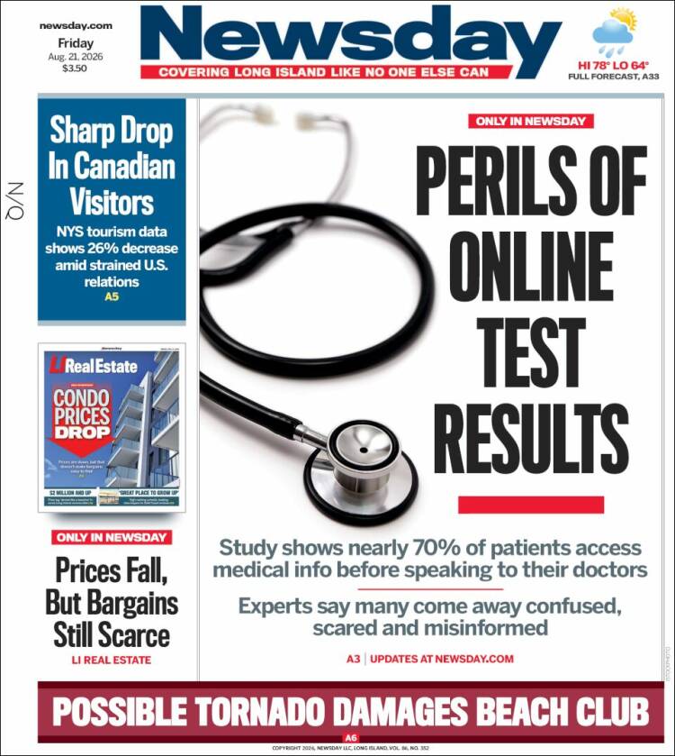 Portada de Newsday (USA)