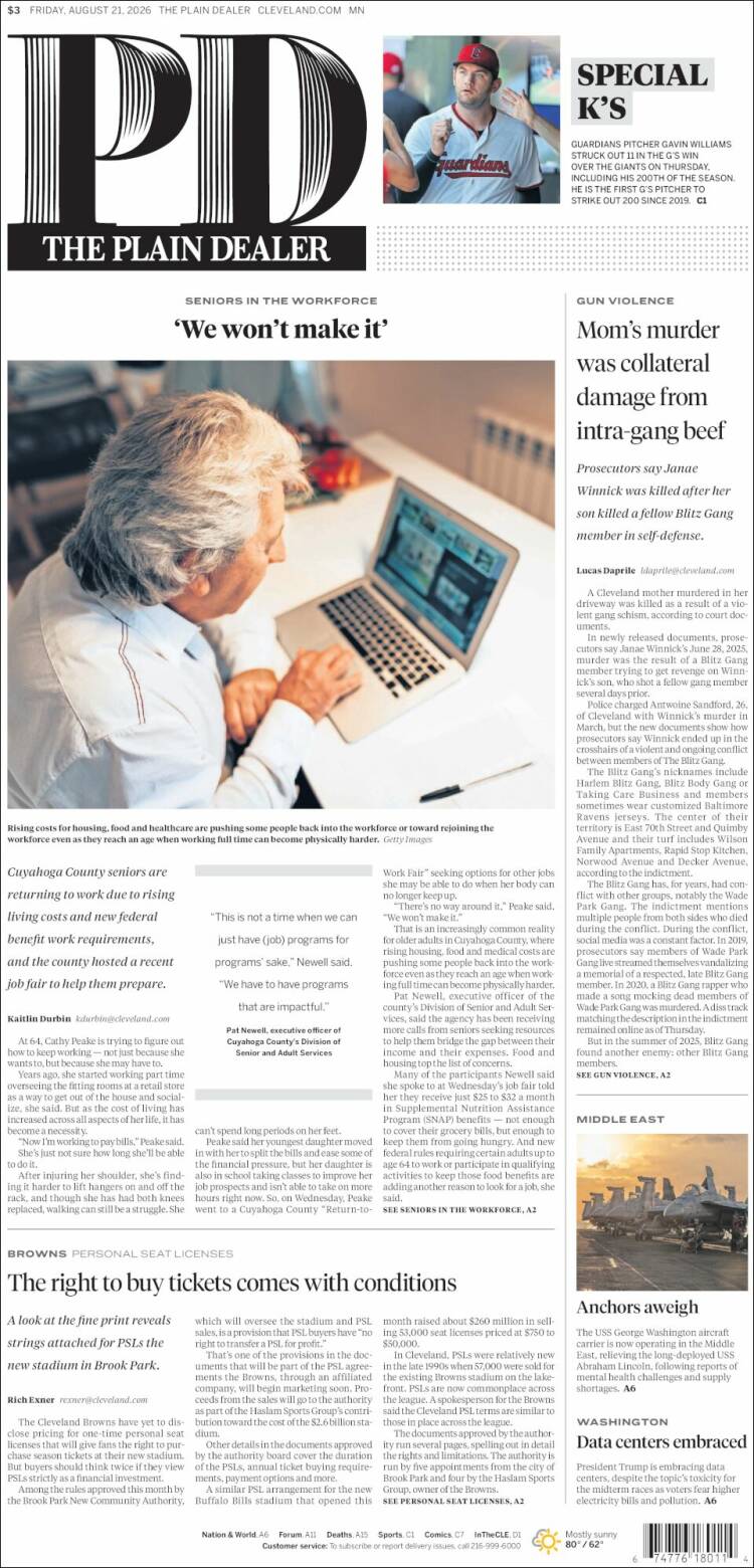 Portada de The Plain Dealer (USA)