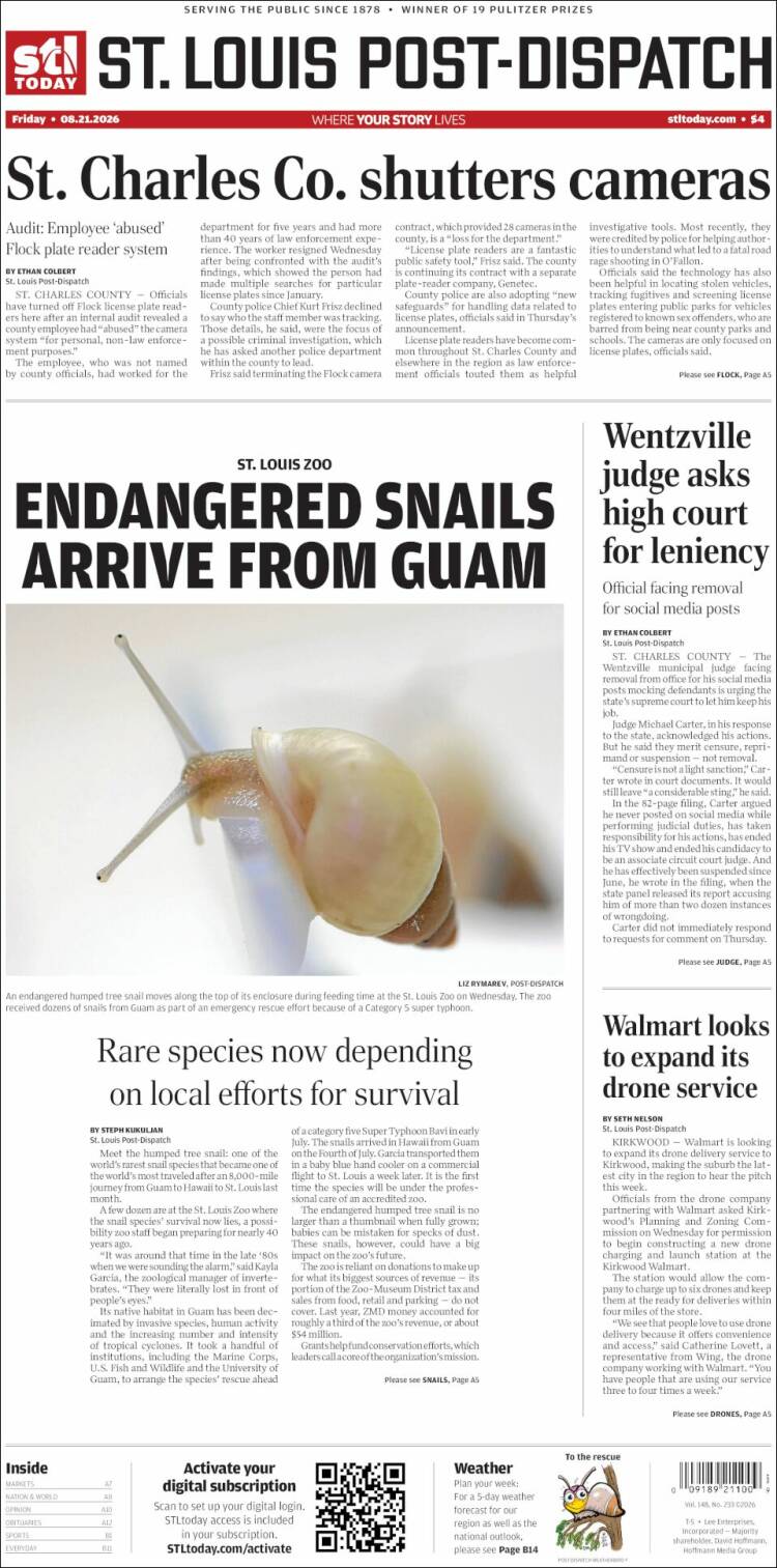 Portada de St. Louis Post-Dispatch (USA)
