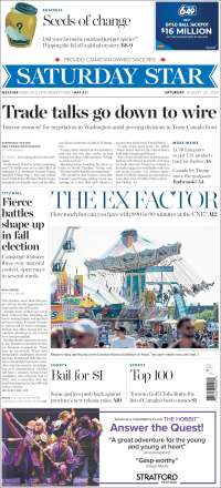 Portada de The Toronto Star (Canada)