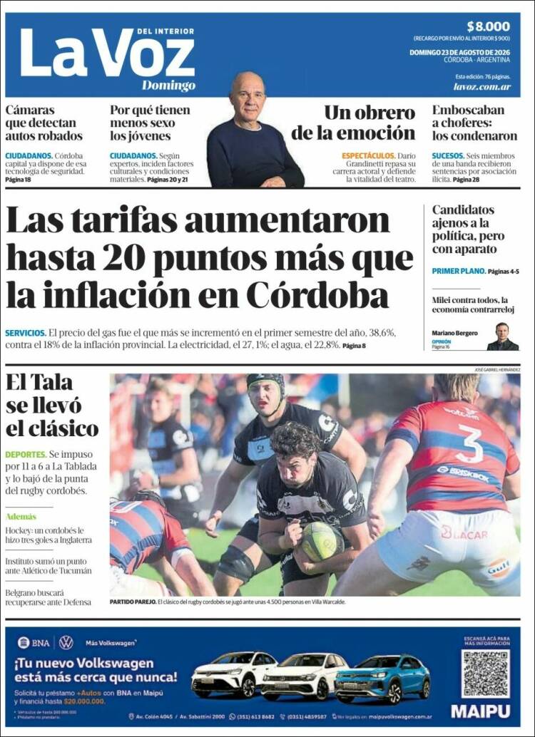 Portada de La Voz del Interior (Argentina)