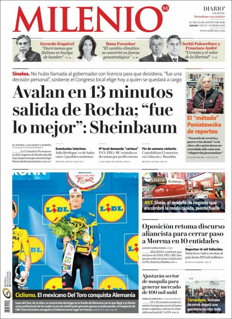 Portada de Milenio (Mexico)