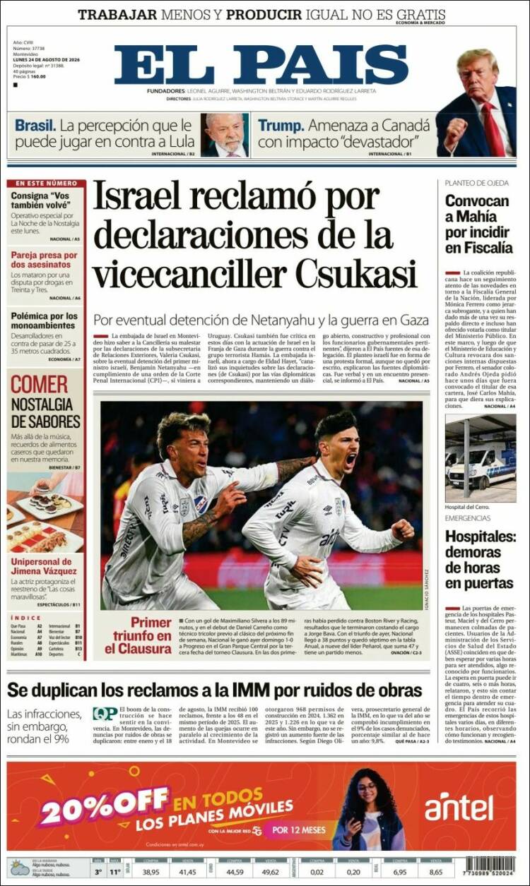 Portada de El País (Uruguay)