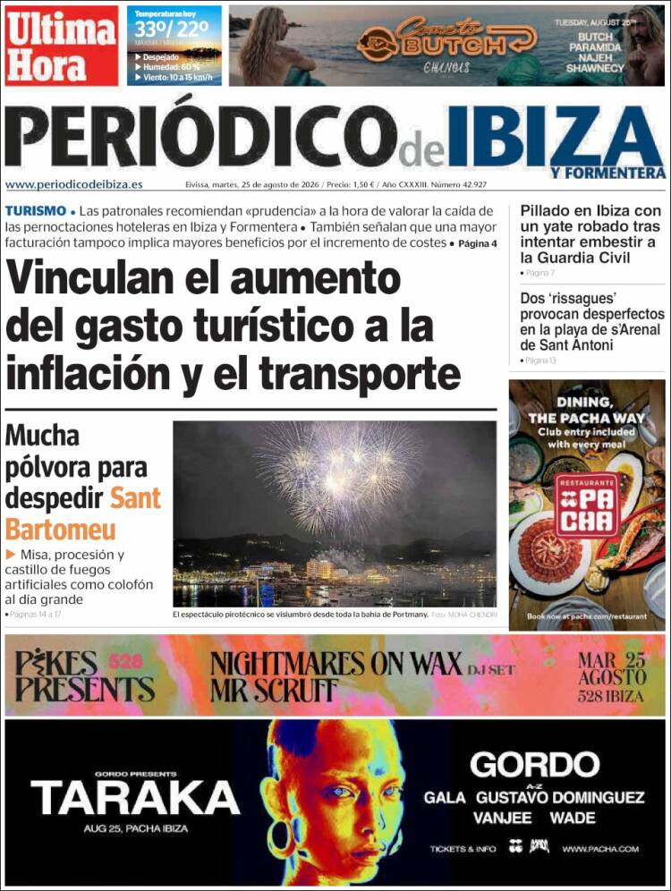 Portada de Periódico de Ibiza (Espa&ntilde;a)