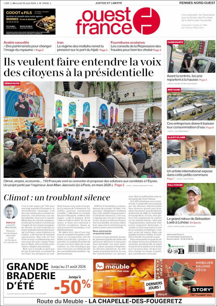 Portada de Ouest France (France)