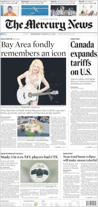 Portada de San Jose Mercury News (USA)