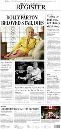 Portada de The Orange County Register (USA)
