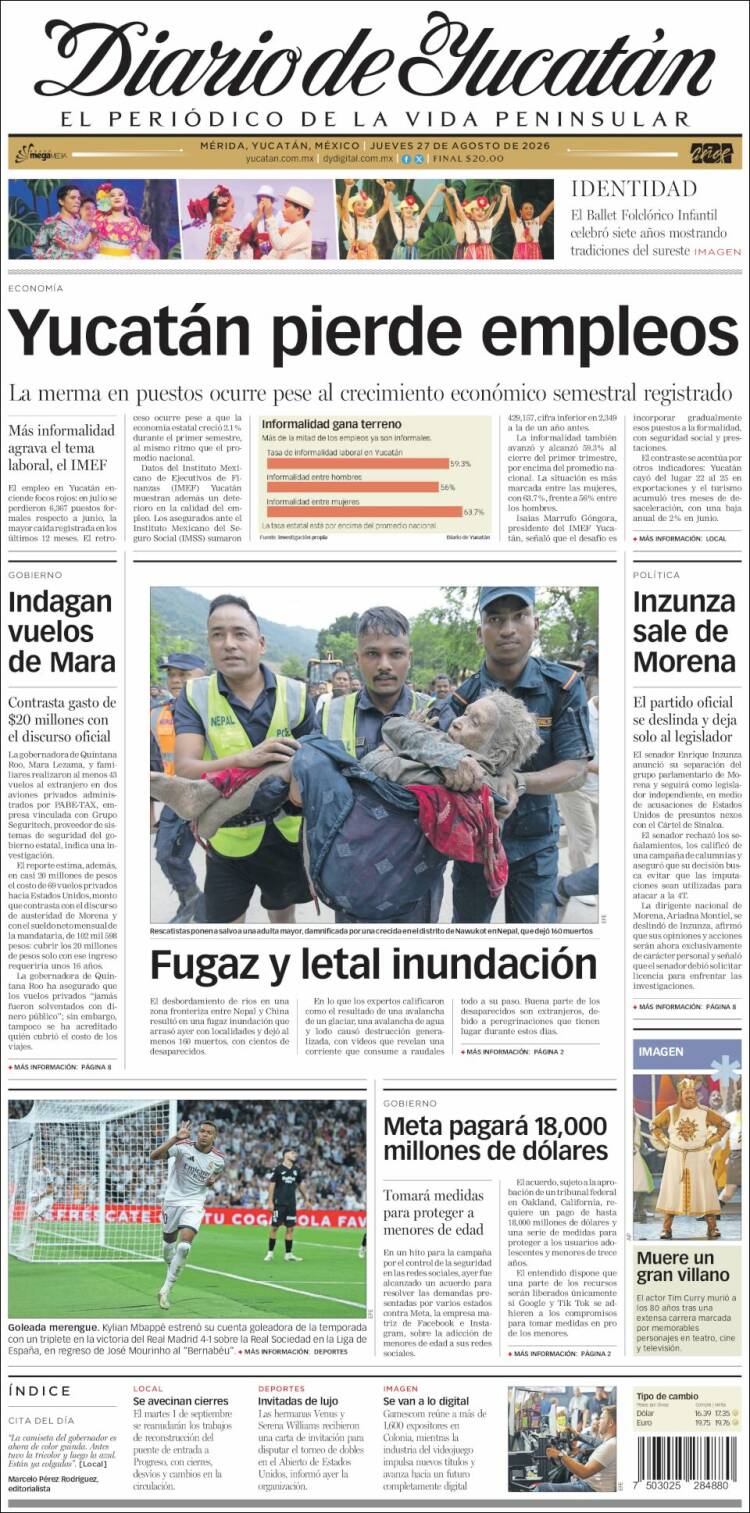 Portada de Diario de Yucatán (Mexico)