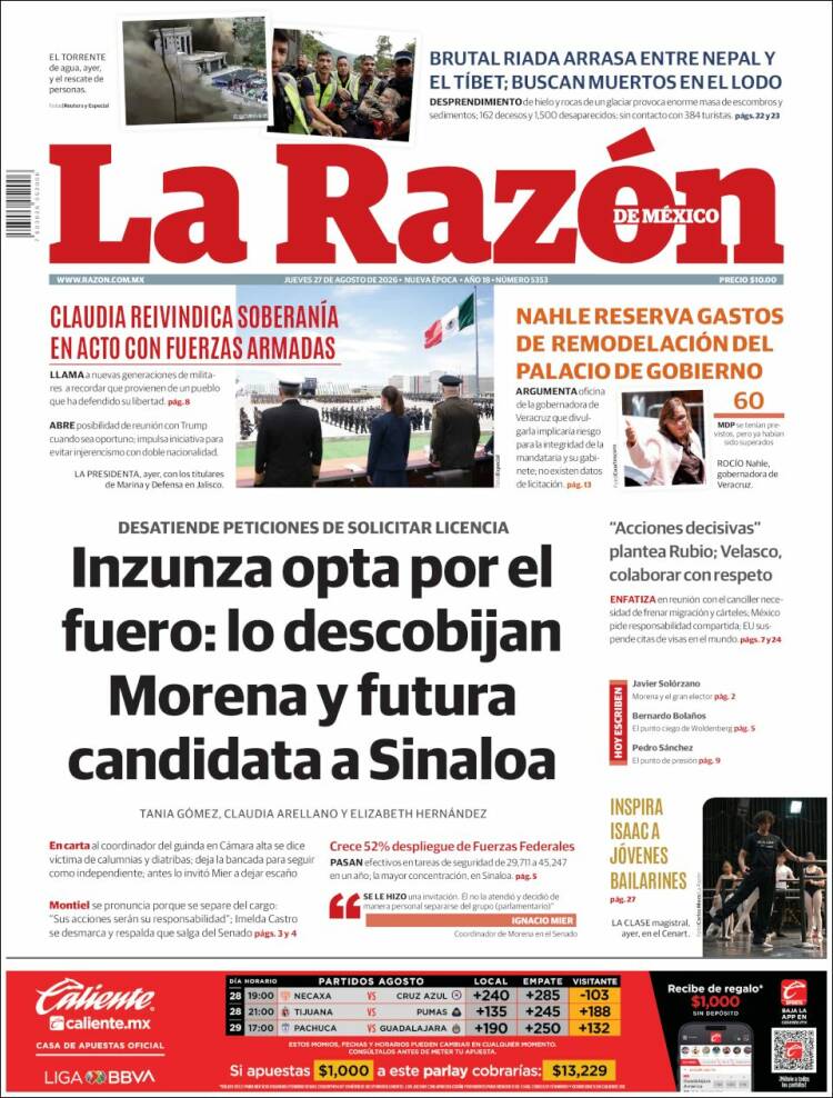 Portada de La Razón (Mexique)