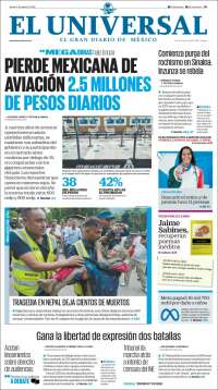Portada de El Universal (Mexique)