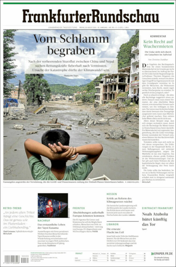 Portada de Frankfurter Rundschau (Alemania)