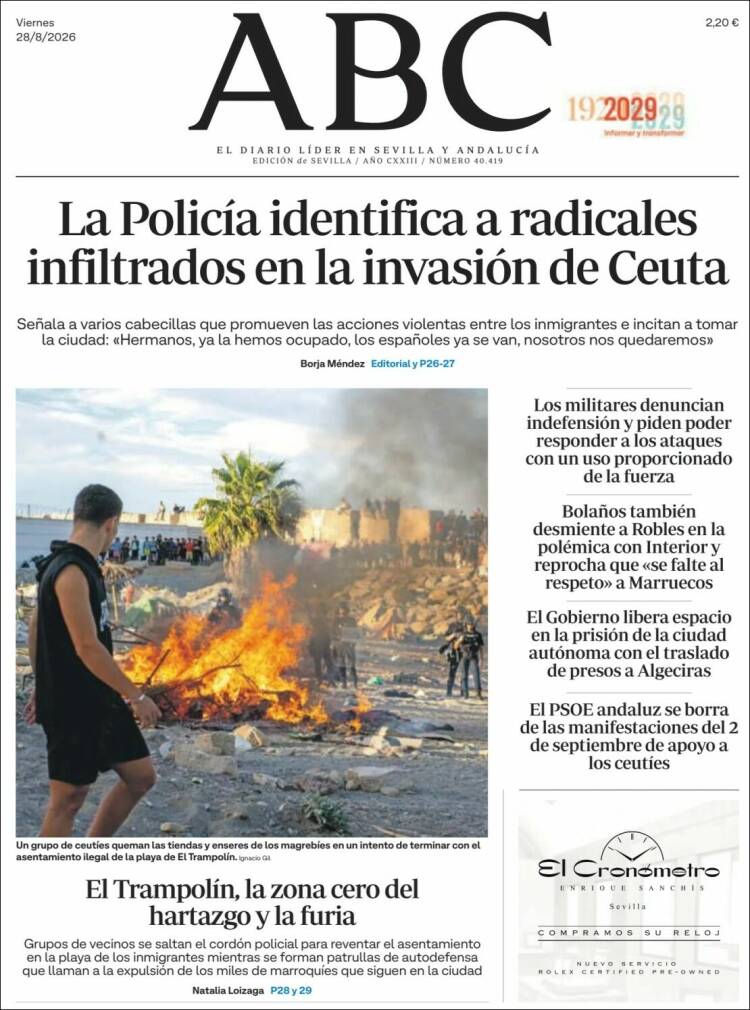 Portada de ABC - Sevilla (Espa&ntilde;a)