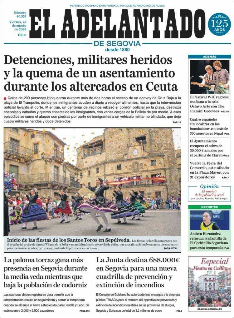 Portada de El Adelantado de Segovia (Espa&ntilde;a)