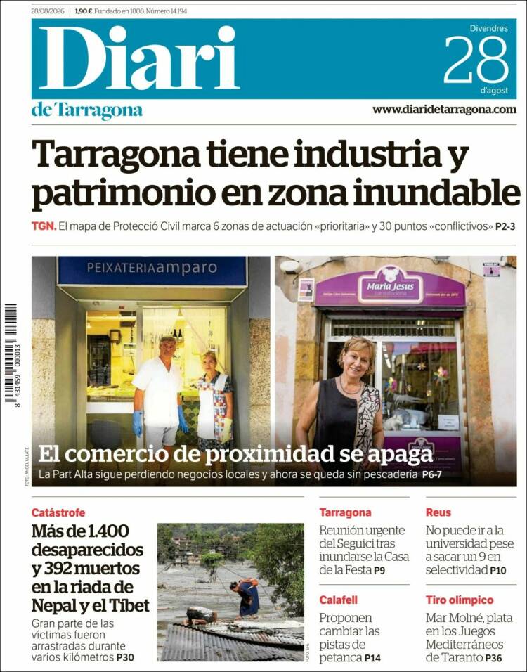 Portada de Diari de Tarragona (Espa&ntilde;a)
