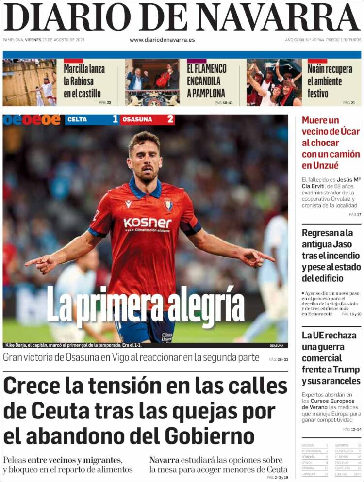 Portada de Diario de Navarra (Espa&ntilde;a)