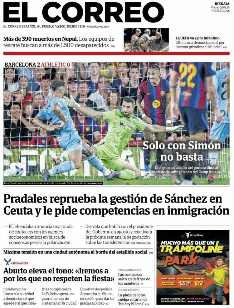 Portada de El Correo (Espa&ntilde;a)