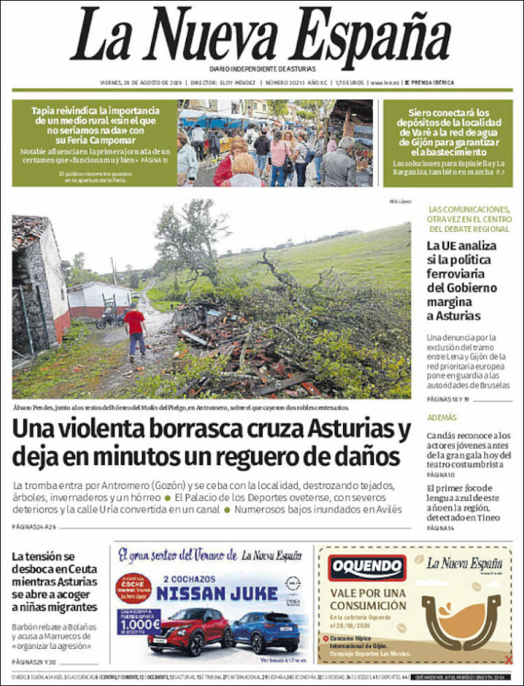 Portada de La Nueva España (Espa&ntilde;a)